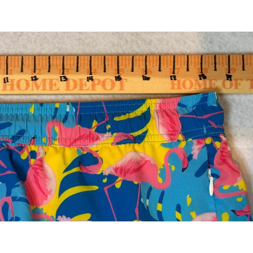 NWT SurfCuz Mens Flamingo Tropical Swim Trunks Blue Yellow XXL  5 Inseam